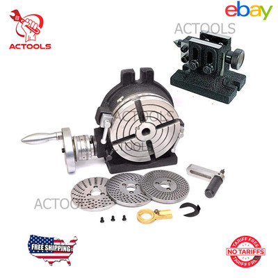 New 6'' HV 4 Slot Rotary Table  And Index plate set dividing plate + DB Tailstock