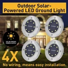 4PCS Solar Powered LED Buried Inground Recessed Light Garden Outdoor Deck Path