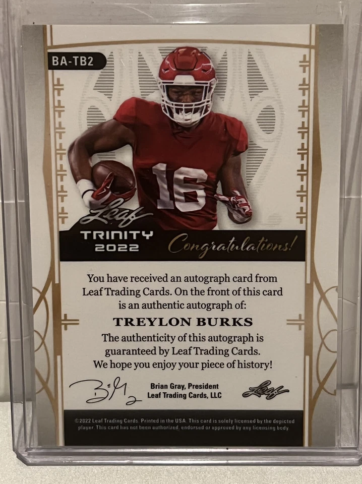 Treylon Burks 2022 Leaf Trinity Rookie RC Auto Gold /12 SSP Titans - Image 2 of 2