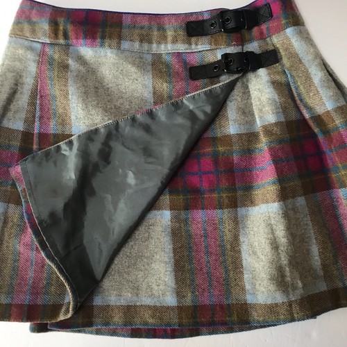 Johnny b Boden Skirt Girls 13 14 Plaid Wool Pleated Preppy School Academia Wrap - Picture 6 of 16