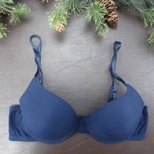 Laura Ashley Bra Size 34C Blue Padded Underwire Adjustable Clasp