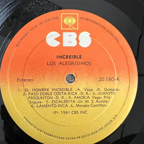 Los Alegrisimos Increible 1981 Vinyl LP CBS 20.180 EX Imp Salsa Cumbia Merengue - Bild 10 von 12