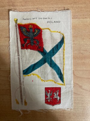 1912-15 Nebo Cigarettes Fabric Flag Poland Factory #7 5th District New Jersey