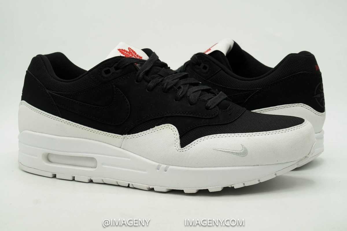 NIKE AIR MAX 1 USED SIZE 10 CANADA 6 BLACK WHITE UNIVERSITY RED