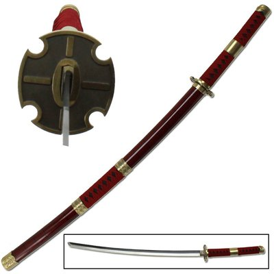 #ad #ad One Piece Sword Sandai Kitetsu Roronoa Zoro Katana Anime Burgundy Red Steel $53.95