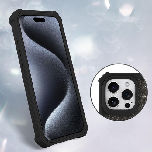 For iPhone 16 Pro Max 15 14 13 Magnetic Sparkly Glitter Bling Crystal Back Case - 第 3/32 張圖片