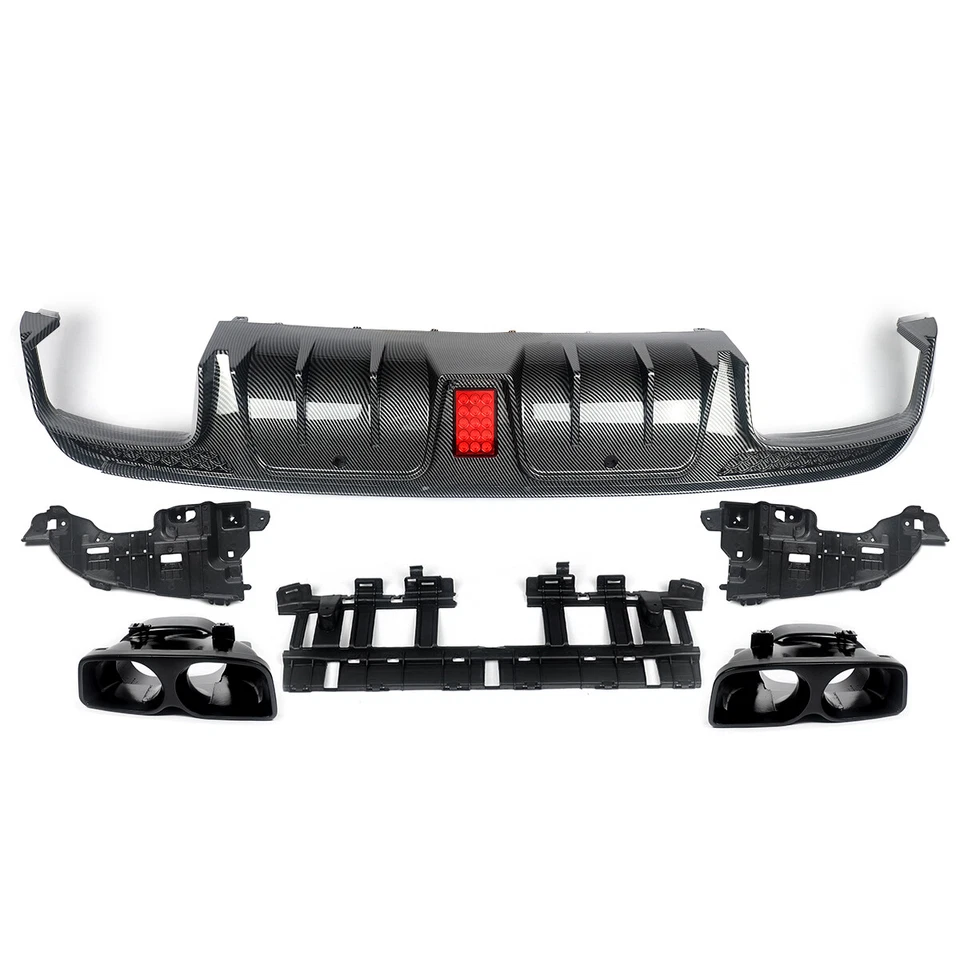 For Mercedes-Benz W205 C43 C63 C300 C450 Bumper Diffuser Exhaust Tips W/Light - Изображение 3 из 4