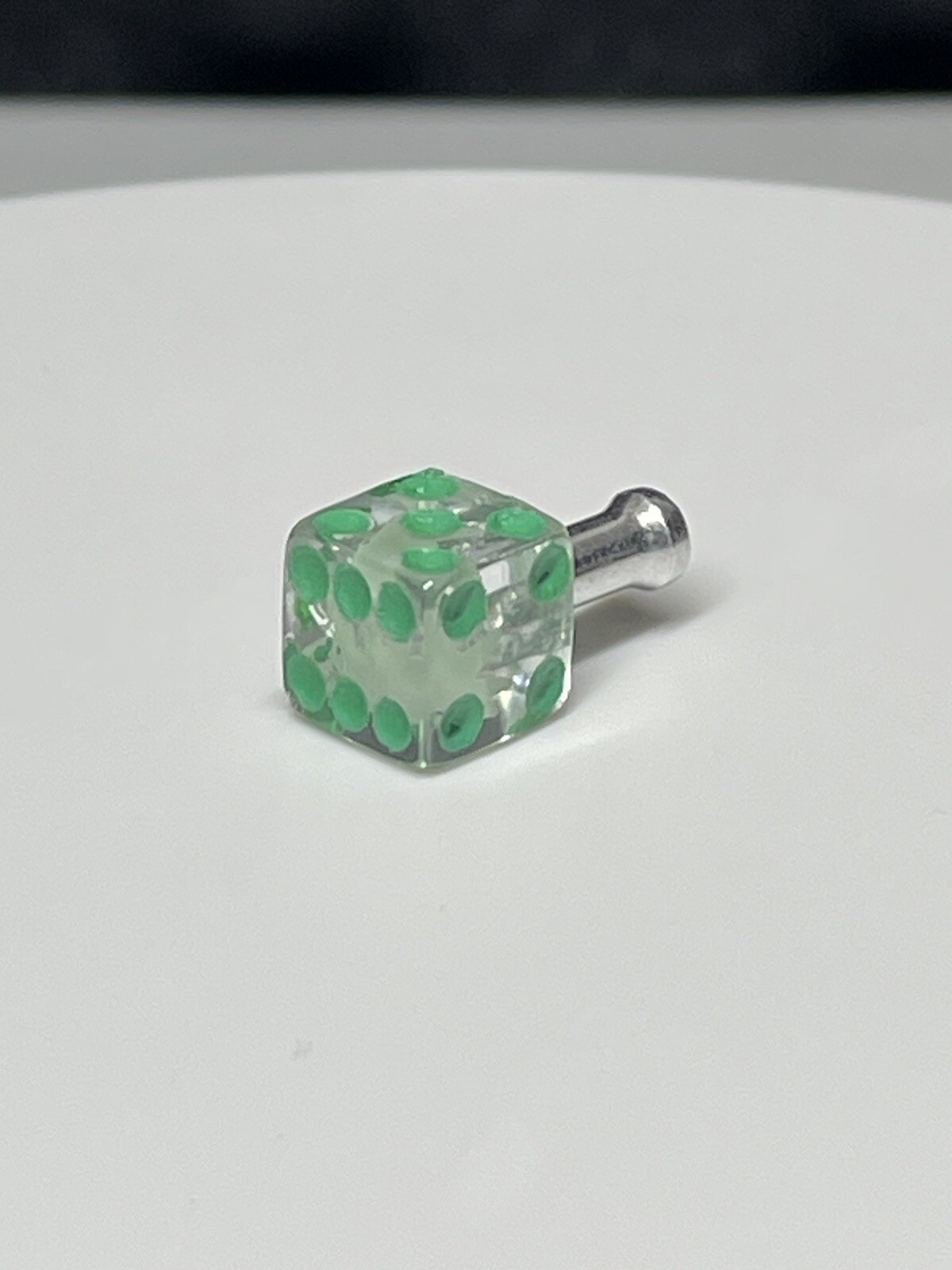 Resin Dice Brake Cable Ends Clear W/green Pips With Glow In The Dark Pot Leaves