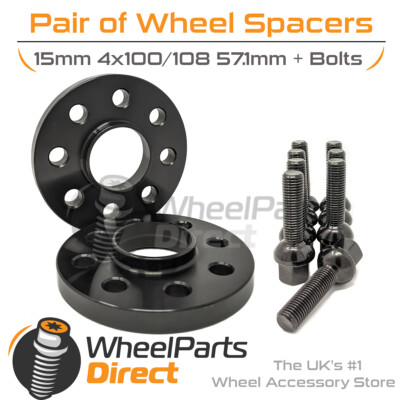 Wheel Spacers (2) & Bolts 15mm for Skoda Favorit 87-95 On Original Wheels
