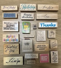 stampin Up Wooden Rubber Stamps Happy Birthday Cake Hug Wordings