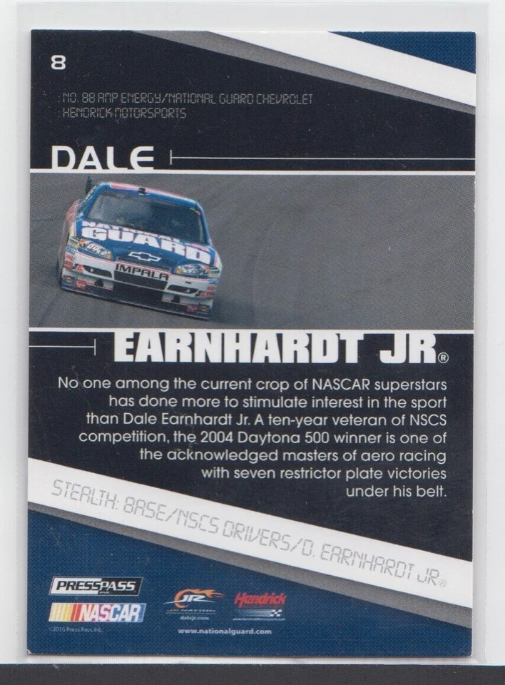 DALE EARNHARDT Jr. : 2010 - NASCAR - PRESS PASS STEALTH - CARD # 8 - Image 2 of 2