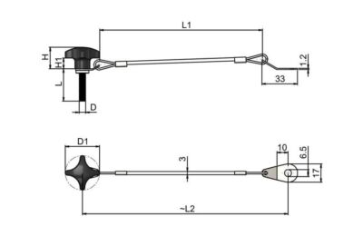 4 Handknöpfe mit Handgriff - Bakelit mit Stahlschraube und Halteband WDS 8141