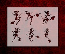 Provocative Halloween Witches Stencil Reusable 8.5 x 11 Inches for Painting
