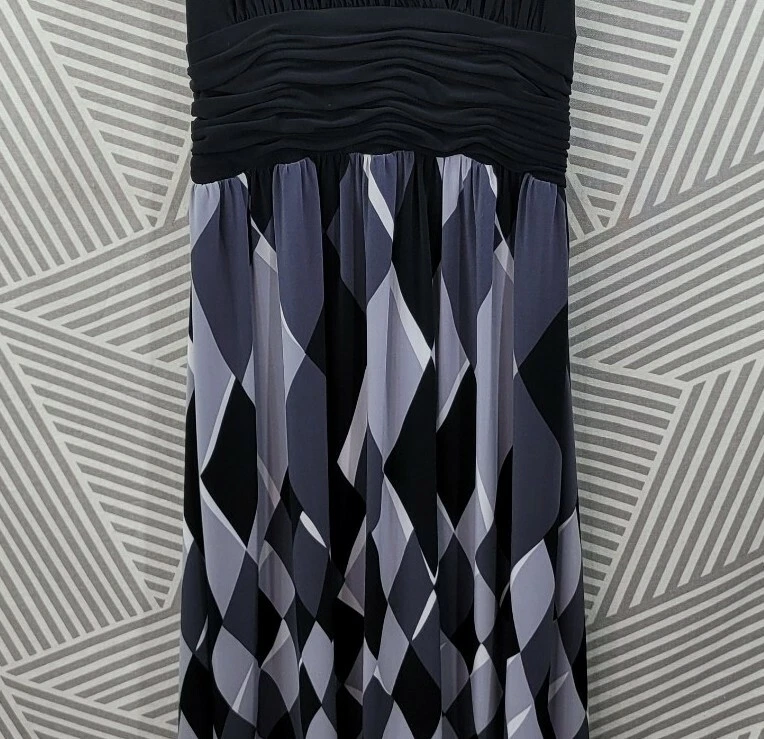 Evan Picone Size 4 Evening Midi Wrap Dress party Special Event black Gray LBD - Image 3 of 4