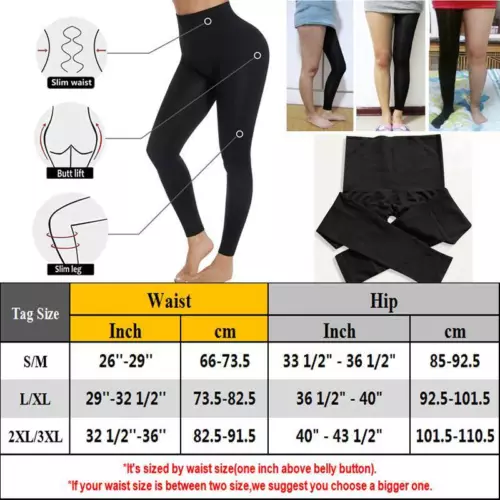 Leggings donna compressione vita alta tono controllo pancia coscia gamba body shaper - Foto 15 di 21