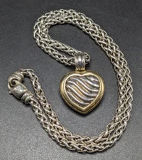 David Yurman Sterling Silver Heart Necklace Locket - 40.5 Grams
