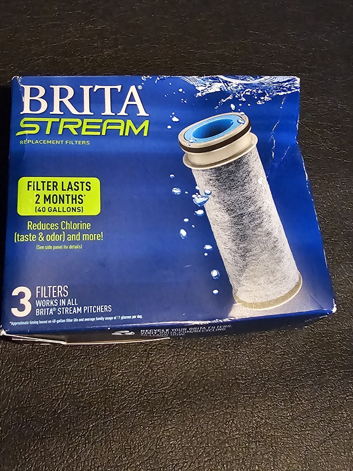 BRITA STREAM Replacement Water Filters, For Brita Pitchers BOX of 3 NEW Sealed