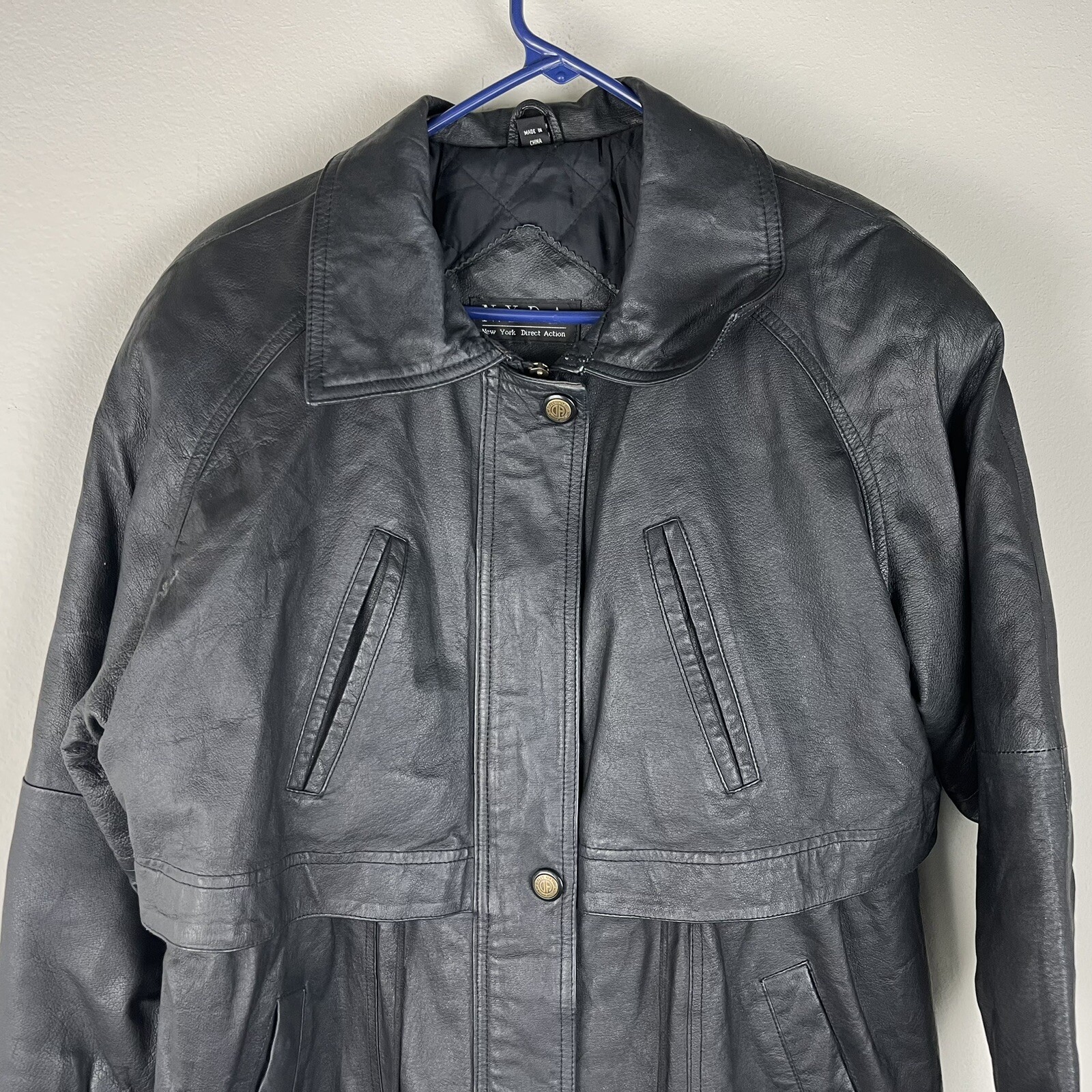 NYDA Genuine Leather Black Vented Full Zip Jacket Coa… Gem