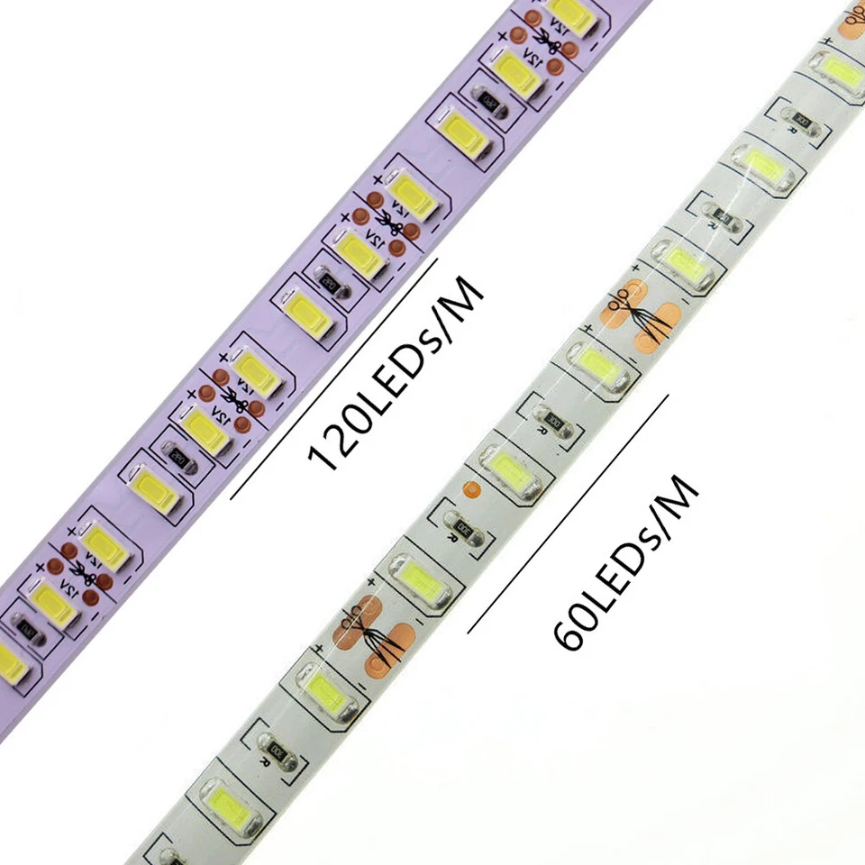 1-5m 5050 5630 DC 12V LED Strip Light 60/120led/m RGB White Flexible Ribbon tape - Image 3 of 4