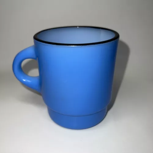 Stacking Anchor Hocking Fire King Blue With Black Rim USA Mug Coffee Cup