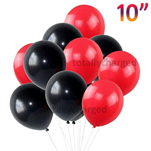Globos de látex lisos rojos y negros de fiesta 10-100 aire/helio de látex de alta calidad - Imagen 1 de 4