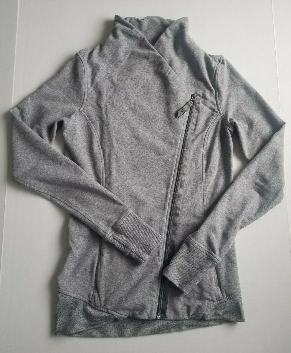 Lululemon Turn Jacket Heathered Grey Asymmetrical Two Zip Closure