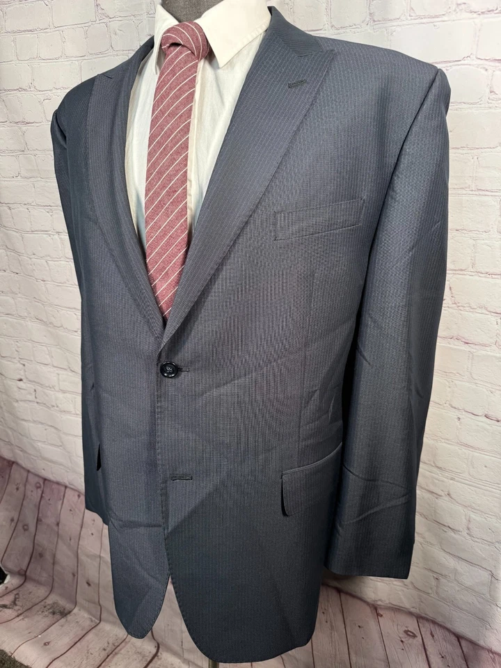 SEAN JOHN Mens Gray REG FIT PINSTRIPE Pleated 2pc Suit 46R Jacket 40x29 Pant - Image 3 of 4