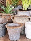 Terracotta Plant Pot, Rustic Small Fluted Aged Grey Bulb Pot Seed Cactus Planter