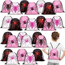 Lothee 30 Pcs Spider Party Favor Bags Spider Drawstring Bag Kids Birthday Par...