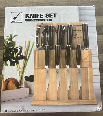 imarku 11-Piece Kitchen Knife Sets with Block, Stainless Steel Chef Knives/ Z
