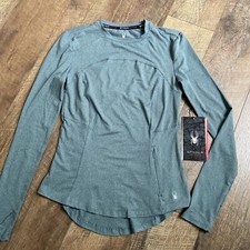 Spyder Active  NWT Green/Gray Long Sleeve Base Layer Reflective Thumb Hole XS