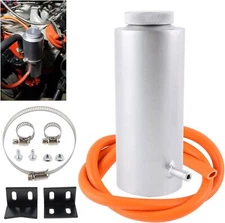 Universal Radiator Coolant Catch Tank Overflow Reservoir 800ml Silver Aluminum