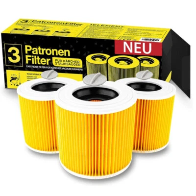 MARKENLOS 1/3Pack Filterpatrone mit Verschluß für Kärcher WD2 WD3 WD 3 MV3 Premium filter