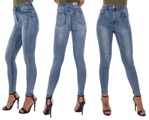 Jeans Elasticizzati Donna Vita Alta Skinny Push Up Signora Slim Aderenti  Denim | eBay