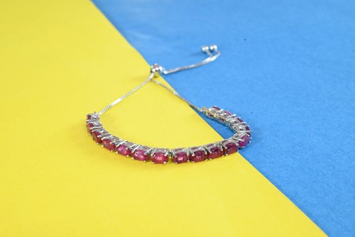 Rubin Edelstein Bolo Armband ovale Form Rubinarmband Verlobung Geschenk für Sie - Bild 2 von 8