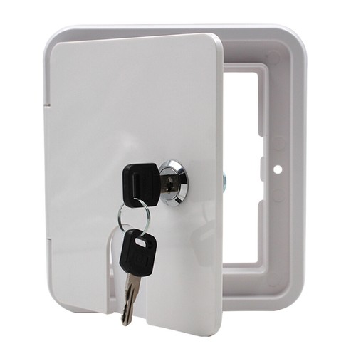 Electric Power Cord Cable Hatch Square Cover Compartment w/ 2 Lock Keys - Picture 3 of 8