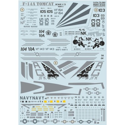 Tomcat F-14 A Part 3 Decals Scale 1:72 PS 72-390 for Aircraft Plastic model kit