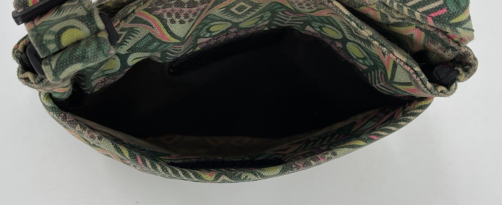 KAVU Canvas Crossbody Adjustable Small Bag Featured In Greens & Corals Geometric