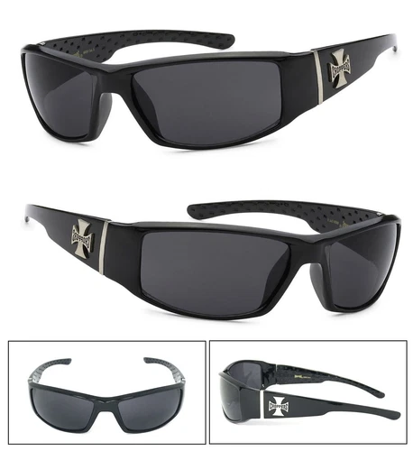 New Choppers Bikers Mens UV400 Sunglasses - Cross Choppers Logo C38 - Picture 1 of 2