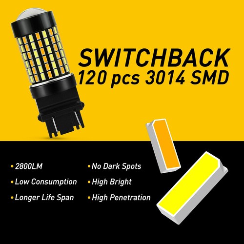 Find 2pcs Switchback Amber/White LED Bulbs Turn Signal Light Bulb Resistor 3157 3357 In - Foto 9