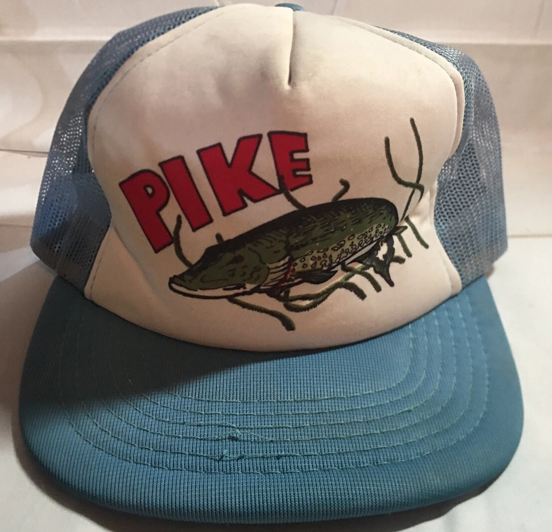 Vintage Fishing Pike Fish trucker Snapback Hat Cap