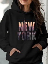  Women'S New York Print Hoodie - w/NYC Skyline  Statue of Liberty Graphic, So