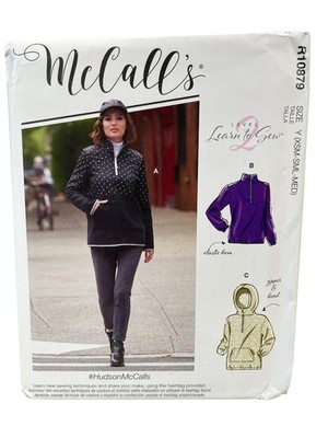 McCall's R10879 Misses' Tops Size XS-M Learn to Sew Fleece Sweatshirt