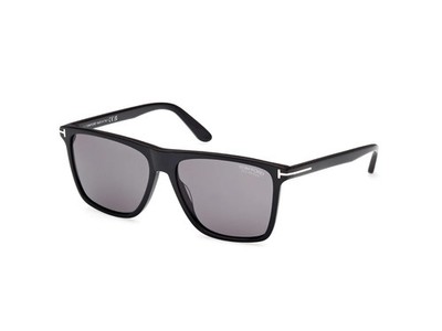 TOM FORD Fletcher FT0832-N 01A Shiny Black Smoke Plastic 57 mm Men's Sunglasses
