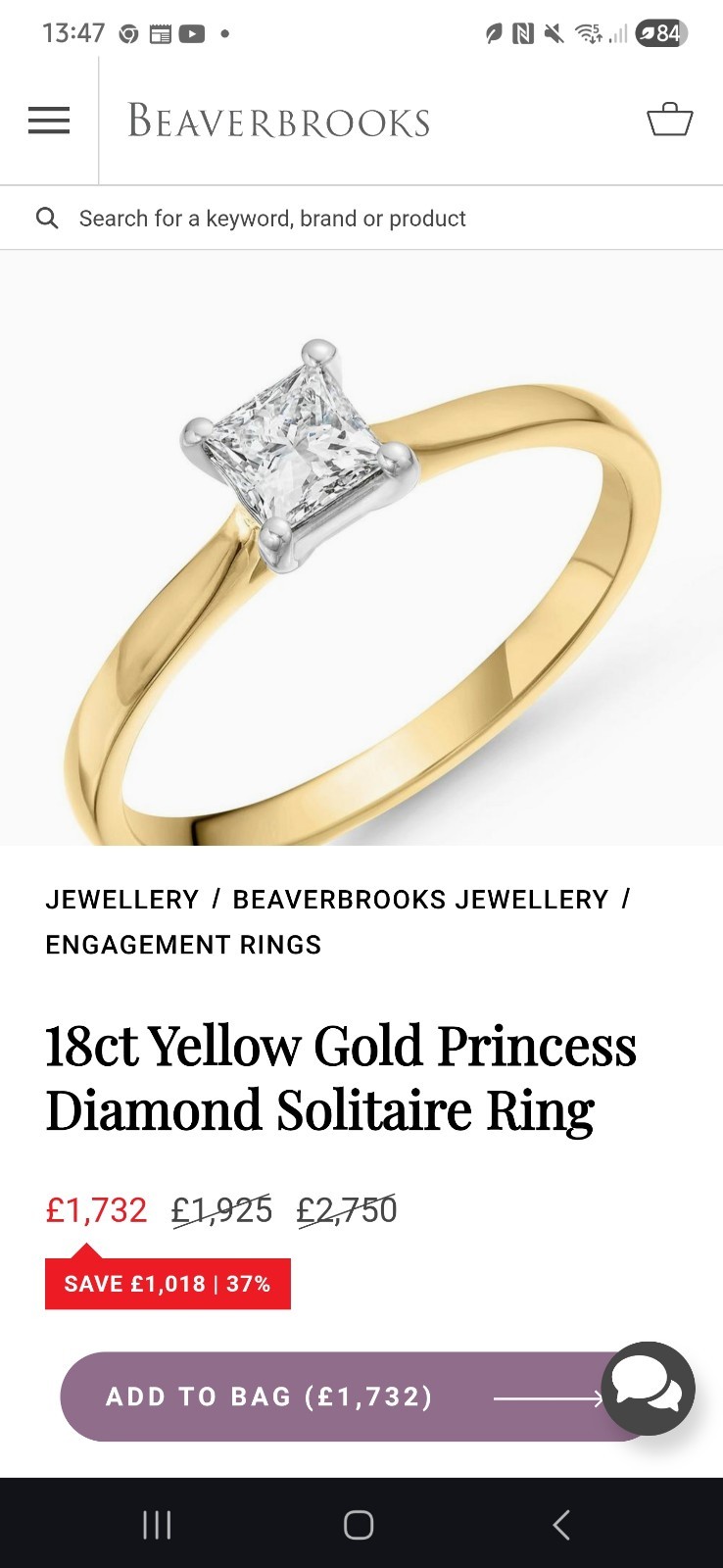 Anillo de compromiso de diamantes (colección Millenuim)