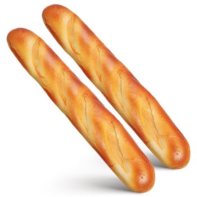2 PCS Artificial Bread Realistic French Long Bread Loaf Kitchen Decoration PU