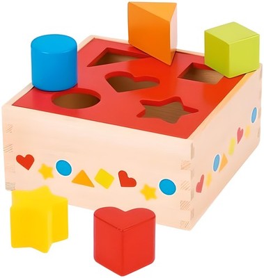 GW041e Sort-Box, Holz, 16 x 16 x 7,6 cm, 5-teilig, Steckspiel, Formen- und Farbe