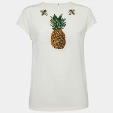 Dolce Gabbana OffWhite Embellished Silk Top S