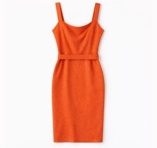 2000s Vintage Dolce & Gabbana Orange Textured Midi Dress w/ Belt – Made in Italy