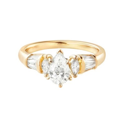 14K Gelbgold Lab Grown Diamant funkelnder Verlobungsring MZ8075
